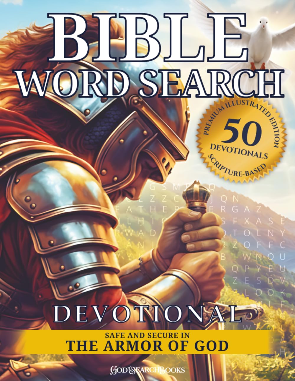 Bible Word Search Devotional: 50 Illustrated Christian Devotionals and 50 Large Print Faith Puzzles for Adults Based on the Armor of God (Ephesians 6)