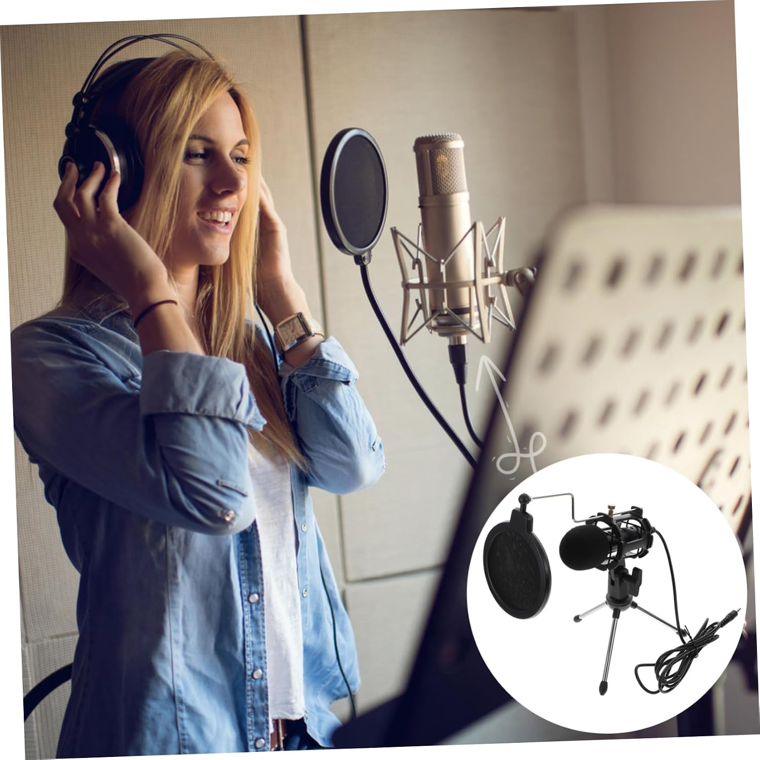 3.5mm Gaming Microphone for PC and Laptop Condenser Mic Set Tripod Shock Mount and Filter for Streaming and Recording Podcasts
