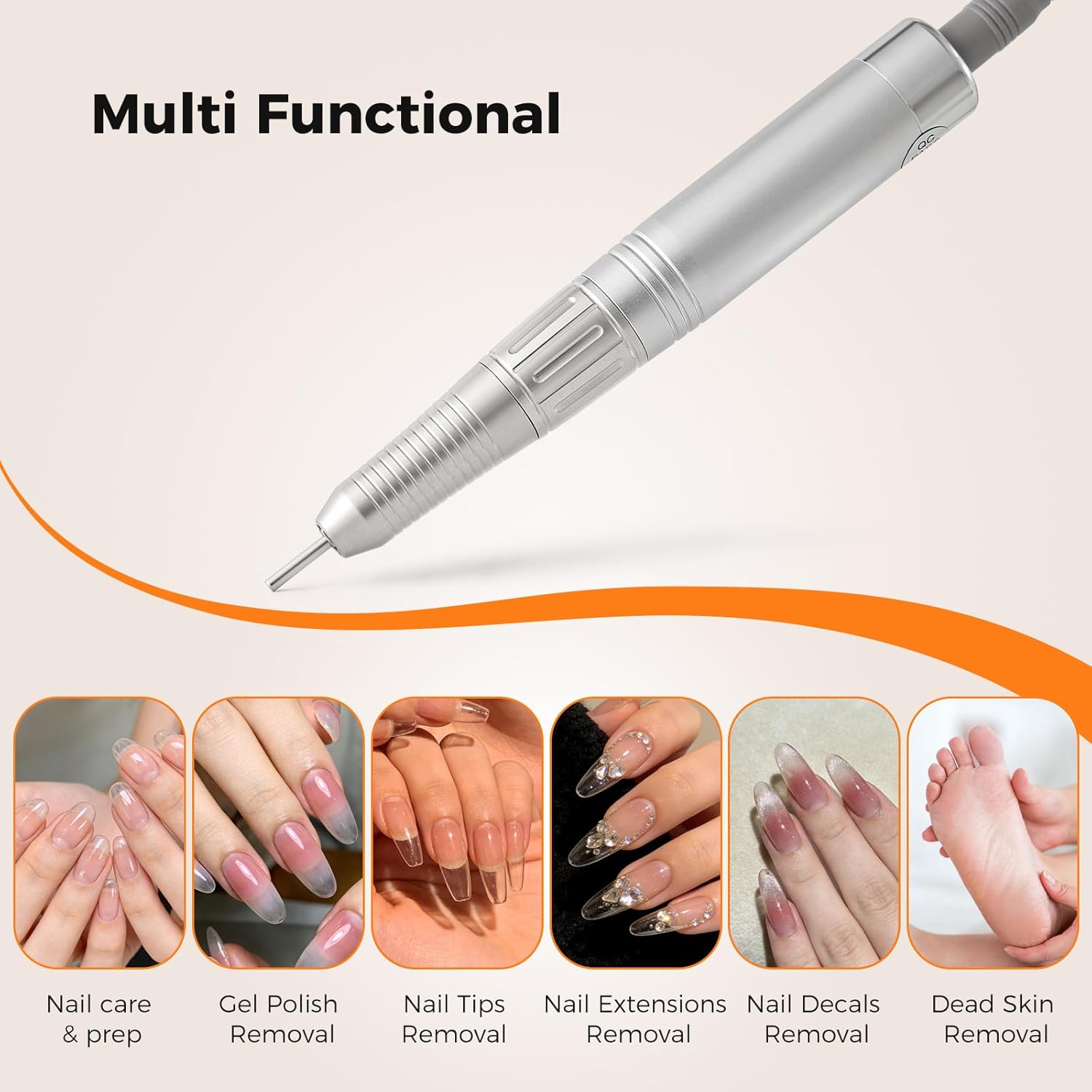 Nail Drill Handpiece Compatible with KUPA KP55, KP60, KP5000, UP-200, 30,000RPM Professional Nail Drill Handle Replacement 3 Pins for Manicure Art Tool, Low Noise and Smooth (Only Handpiece)