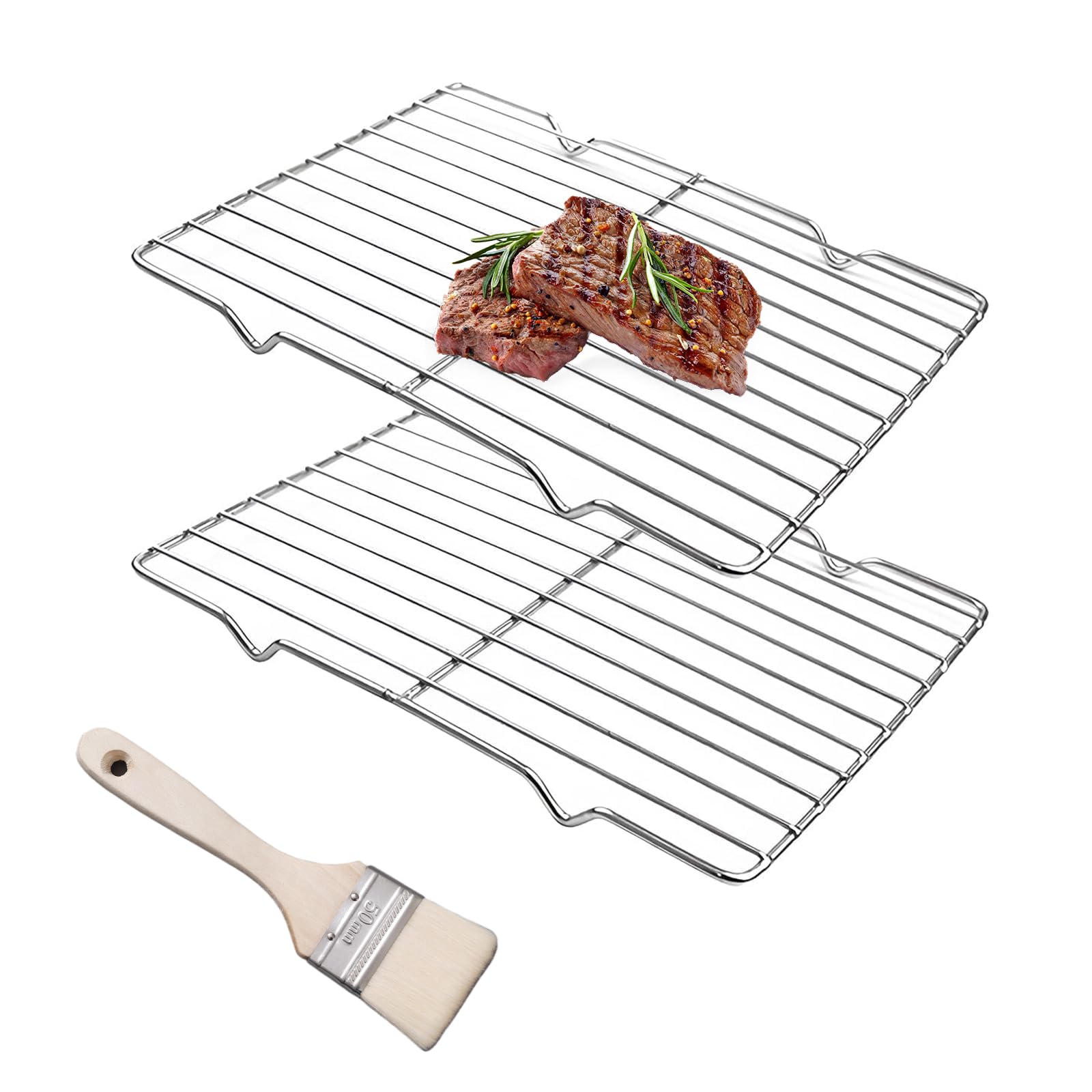 Asheyya 20.5×30cm Cooling Rack, Wire Oven Roasting Rack for Cooking Grilling (2 Set)