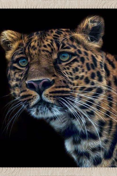 Ontheclouds Leopar Desenli Dijital Baskı Yıkanabilir Kaymaz Taban Halı, 120 x 160