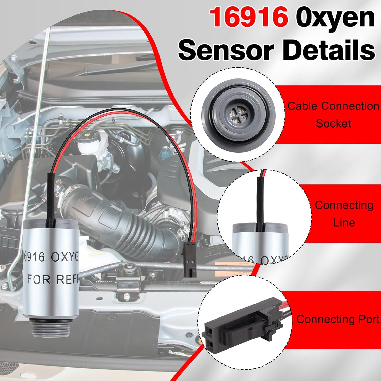 16916 Oxygen Sensor, Replacement for robinair 16916 Oxygen Sensor, Compatible with robinair 16990/16995 Refrigerant identifiers, AC1234-4/AC1234-4SL/AC1234-4-230/AC1234-6/AC1234-9