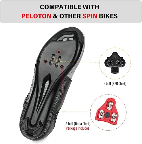 Miniatura 3 de Zapatos de ciclismo unisex compatibles con Peloton Bike y SPD Indoor Road Riding Ciclismo Zapatos de bicicleta con tacos Delta incluidos para