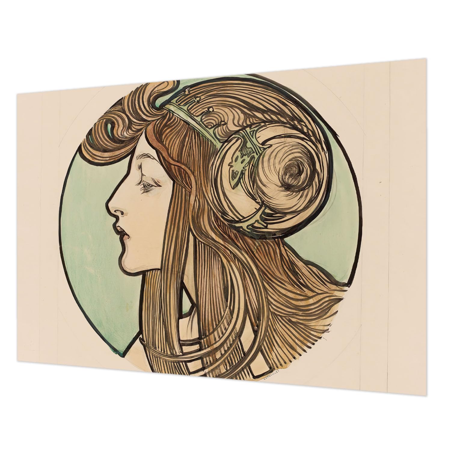 Revêtement mural intissé facile à nettoyer 208x146 cm portrait Art Nouveau