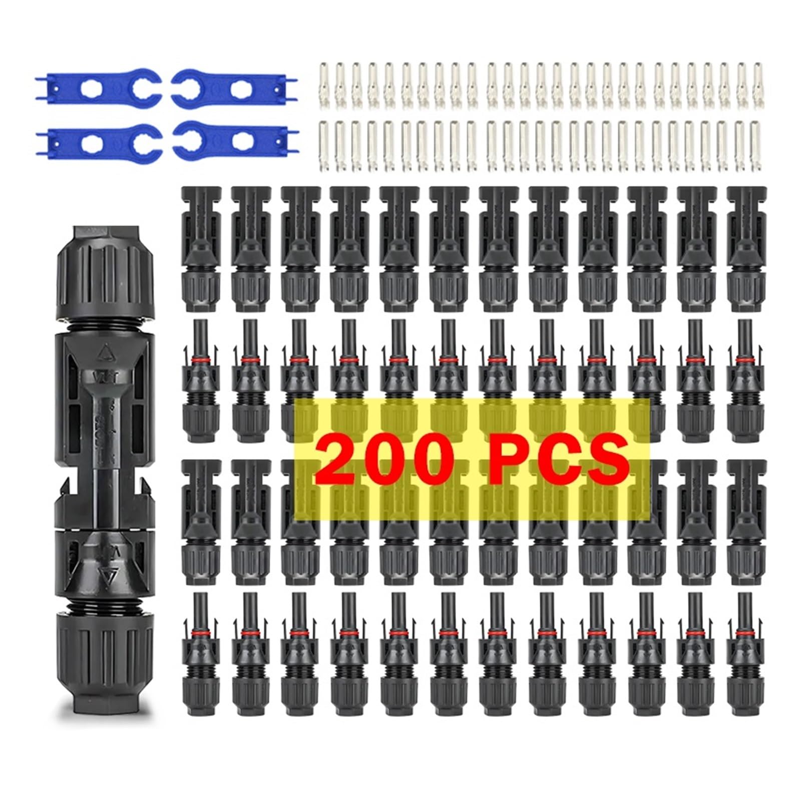 Kit connettori fotovoltaici 10/20/40/100/200/400Pz connettori 1000V 30A for pannelli PV/MC 2,5/4/6mm²(400pcs(200pairs))