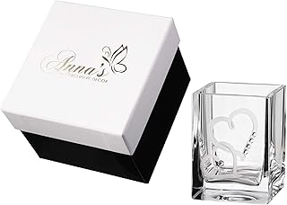 Portacandele a forma di cuore, con cristalli Swarovski e cuori incisi, portacandele in vetro soffiato a bocca, per anniversario di matrimonio, decorazione per la casa, confezione regalo di lusso, 8 cm