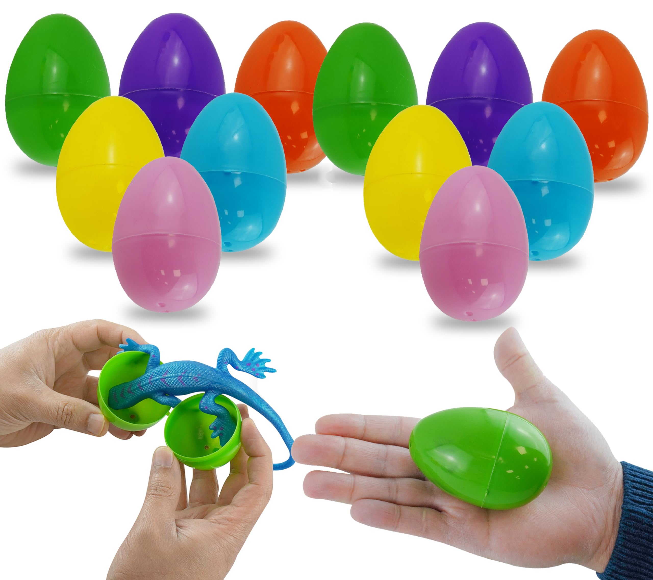 Hovuk Women's 12Pcs Large Fillable Eggs 12Pcs Large Empty Easter Eggs Fillable 8Cm/3.14" - Jumbo Surprise Easter Eggs For Eggs Hunt Party Favor, Refillable Plastic Eggs For Basket Stuffers And Classroom Prize