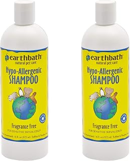 Earthbath Pet Hypo-Allergenic Fragrance-Free Shampoo - For Sensitive Skin & Allergies, Aloe Vera, Vitamin E, Good for Dogs & Cats - Keep Them Happy Without Compromising Comfort - 16 fl. oz, Pack of 2