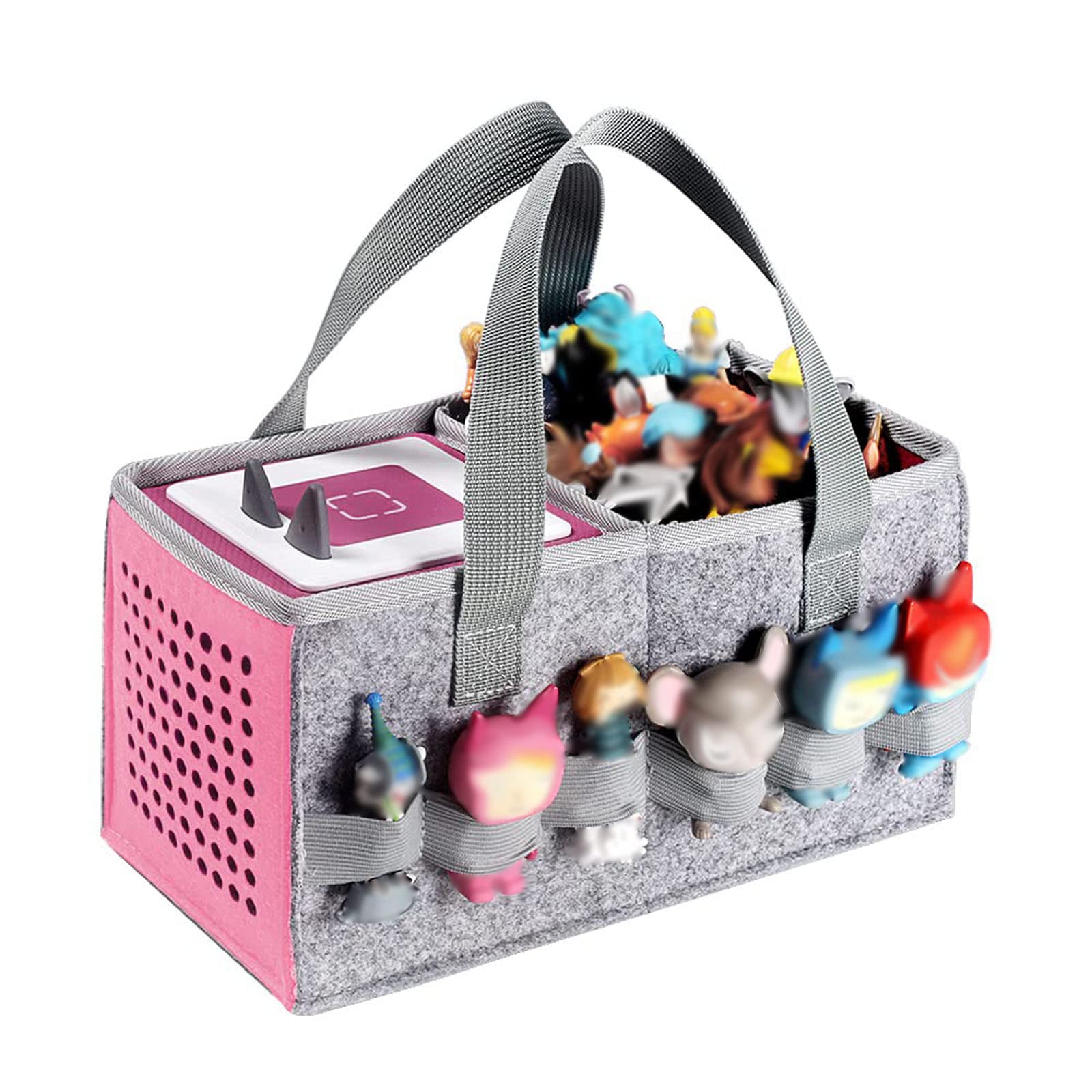 Tonies Carrying Case-Tonies Storage Compatible with Toniebox Starter and Tonies Figures,Home Outdoor Hand Bag for Tonies Audio Player (Pink)