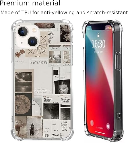 Miniatura 3 de Funda para teléfono con collage de imágenes compatible con iPhone 13, diseño de collage de arte estético vintage para iPhone 13, diseño único y
