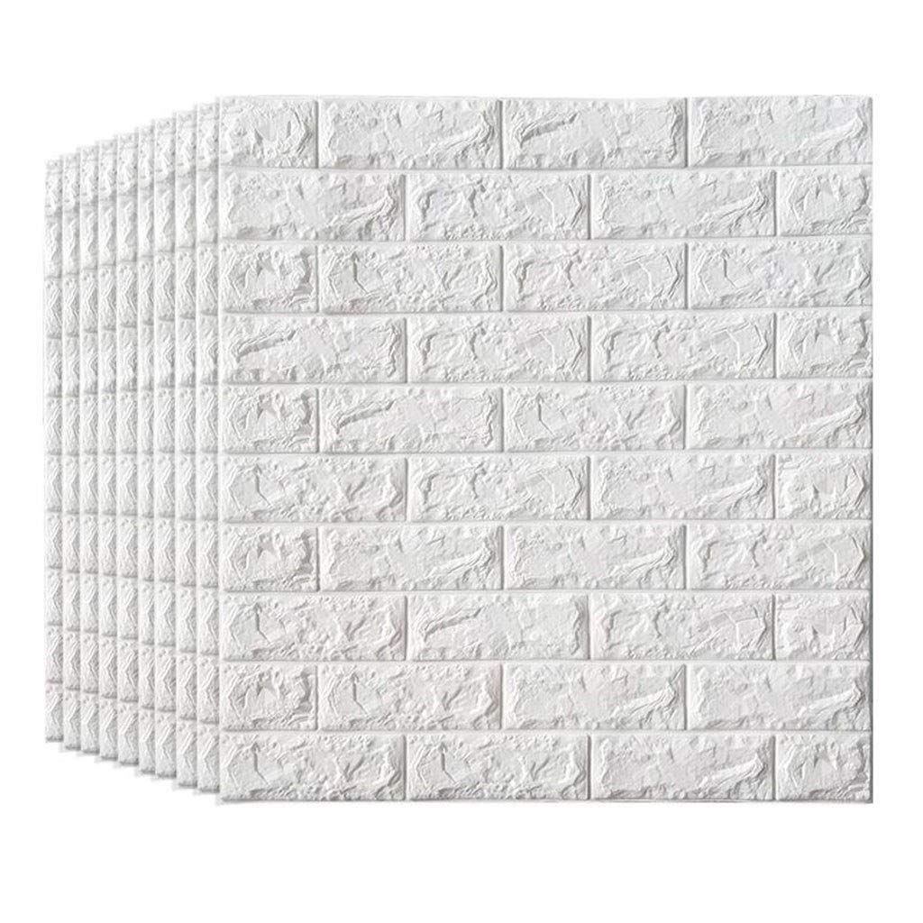 Papier Peint 3D Brique Blanche Relief Mousse Souple Antichoc 77cm