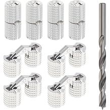 8Pcs 8 mm Hidden Brass Barrel Hinges with Drill Bit for Wooden Box,Silver | 0 - 180 Degrees opening range. for a clean,concealed hardware look. Fits jewelry boxes/ring box/keepsake box/craft projects