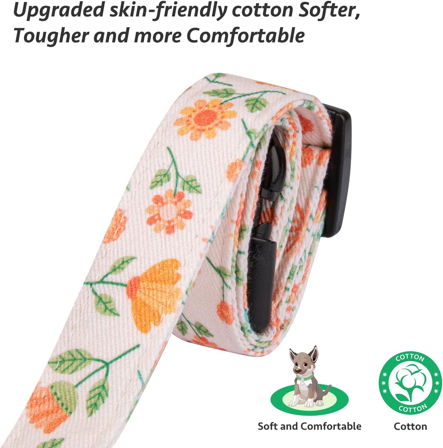Cotton Handmade Dog Collar Cute and Distinctive Patterns White and Pink Love Heart with Pendant for Girl Boy Pet Cat Puppy Dogs Collar M - Image 4