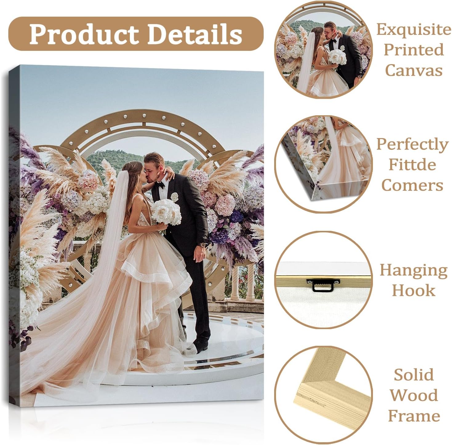 Canvas Prints with Your Photos, Ship Next Day Personalized Wall Art for Home Decor, Unique Custom Photo Gifts for Wedding, Birthday, Family & Friends - Ready to Hang Canvas Pictures Framed 16x20