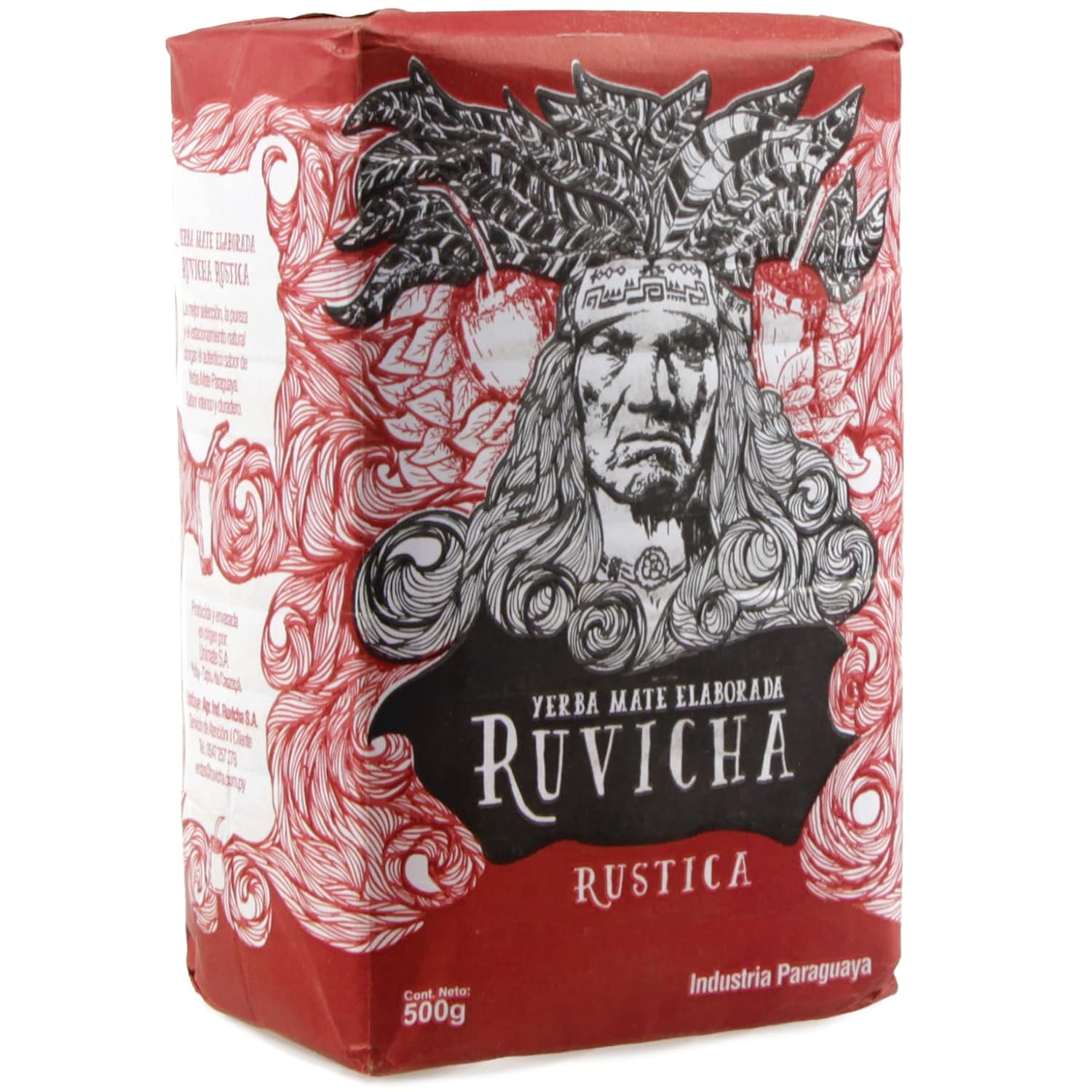 Yerba Mate Tea Ruvicha Rustica 0.5 kg + Gift Sample 40 g Rich in Antioxidants and Vitamins Accelerates Metabolism Sugar-Free Paraguay