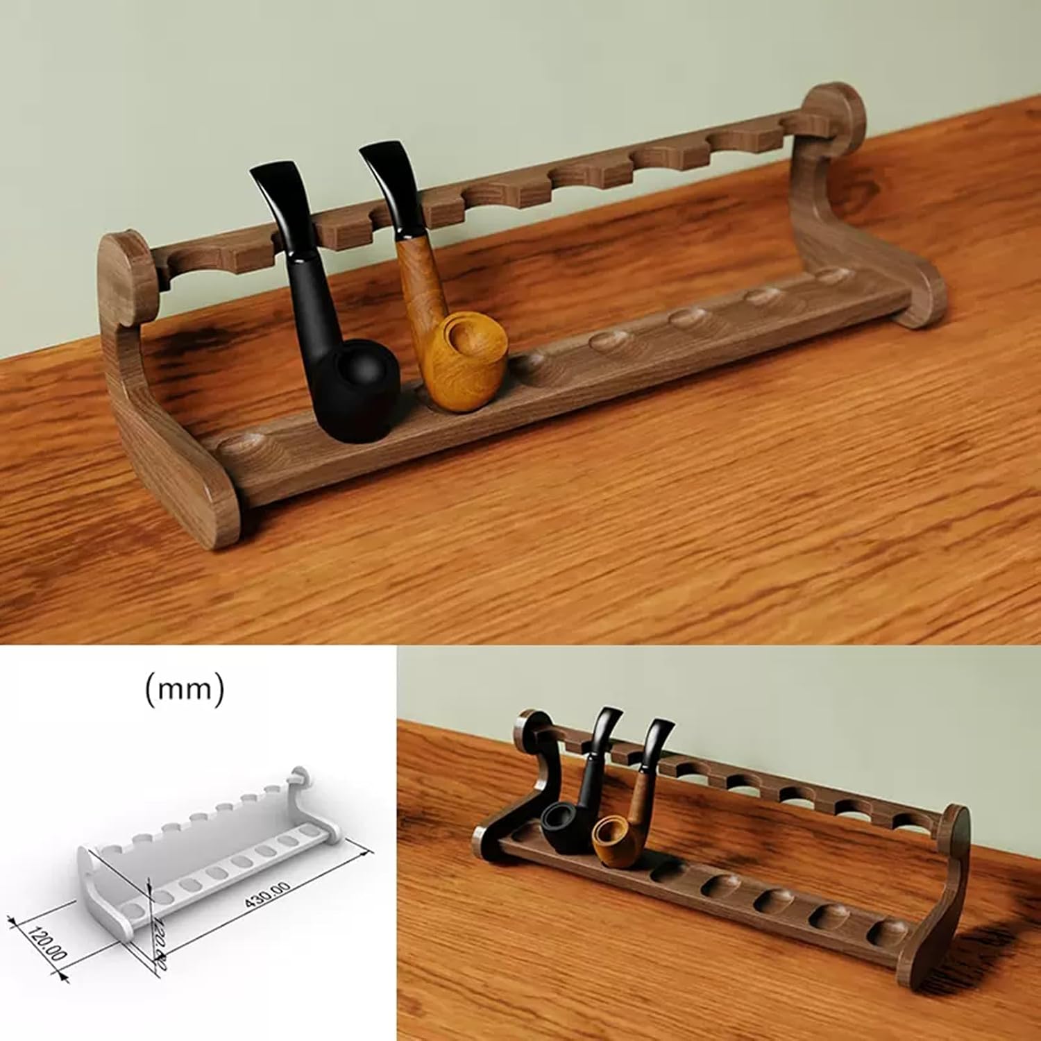 Tobacco Pipe Stand/Pipe Rack for 5/8/10/16 Smoking Pipe Wooden Pipe Holder Handmade Portable Lightweight Solid Wood Smoking Cigar Pipe Stand
