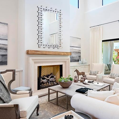 Miniatura 2 de Espejo grande para sala de estar, 36 x 24 pulgadas, moderno espejo decorativo con borde biselado, espejo rectangular sin marco para baño, comedor,