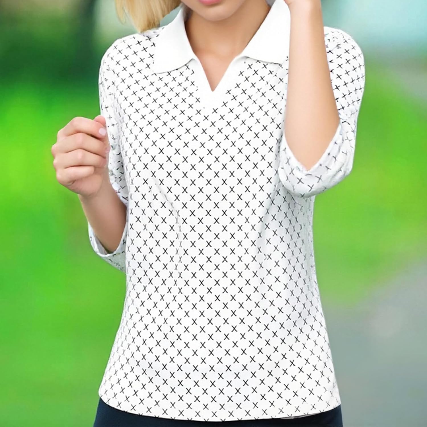 Women's Golf Shirts Long Sleeve V Neck UPF50+ Quick Dry Collared Workout Tops Casual Tennis Polo Shirts for Women - Image 2