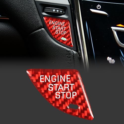 TOMALL Adhesivo de fibra de carbono para cubierta de arranque de motor de automóvil, compatible con Cadillac ATS ATS-L, cubierta de encendido de