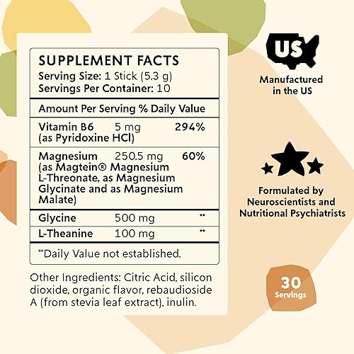 Miniatura 7 de PYM - Paquete de magnesio de apoyo al estado de ánimo, 30 frascos de porciones + paquetes de 10 barras  Glicinato de magnesio, L-treonato y malato