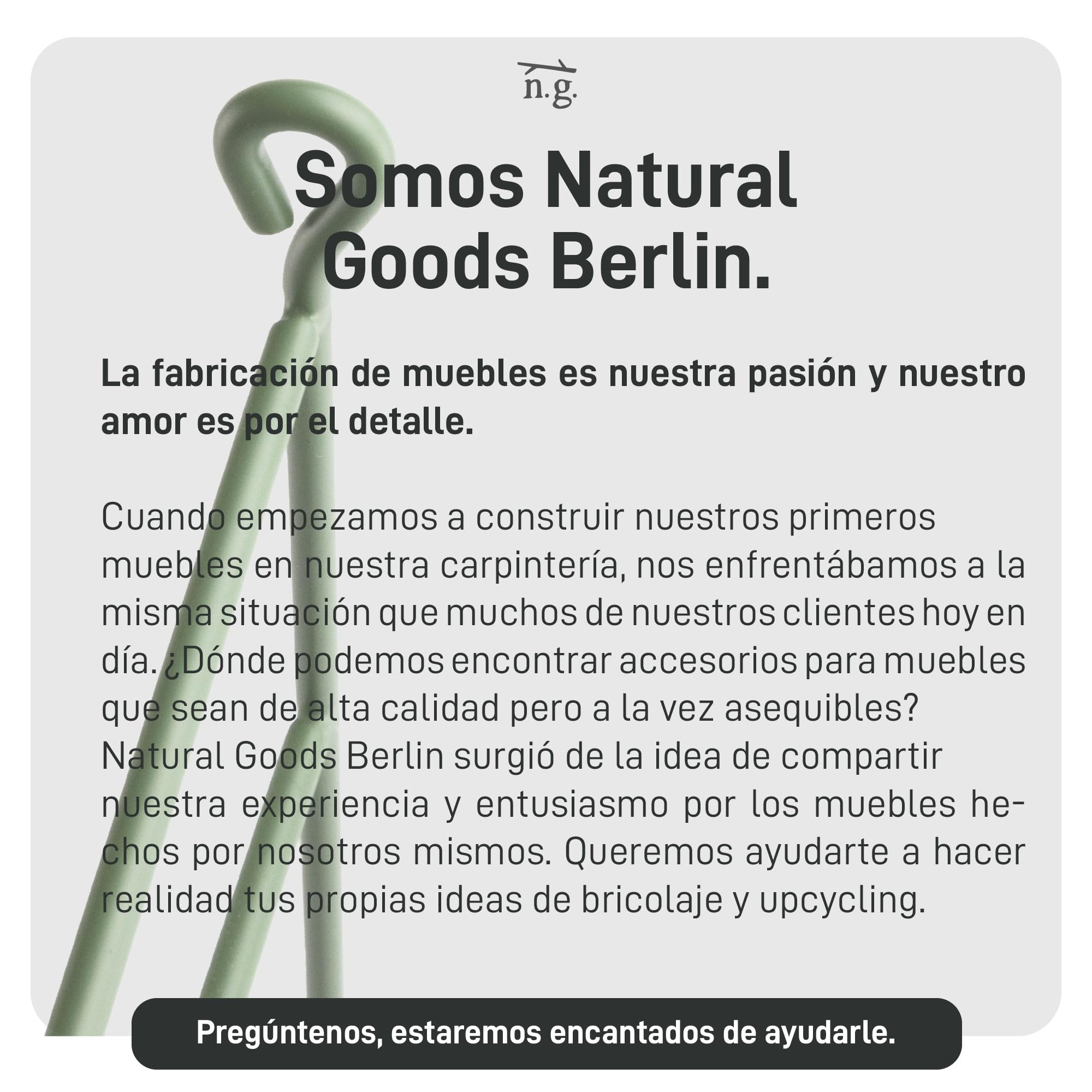 Natural Goods Berlin TEGEL - 2 soportes de pared de metal (8 niveles – 250 mm, verde) para estantes colgantes (escalera de pared) en salón, cocina, baño y trastero