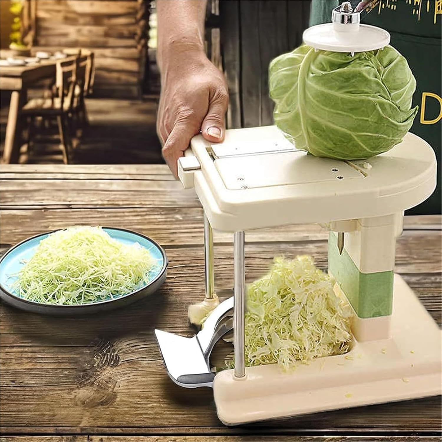 Rallador giratorio de repollo para chucrut, cuchillas intercambiables, utensilios de cocina para repollo, zanahoria, ensalada de col y pepino