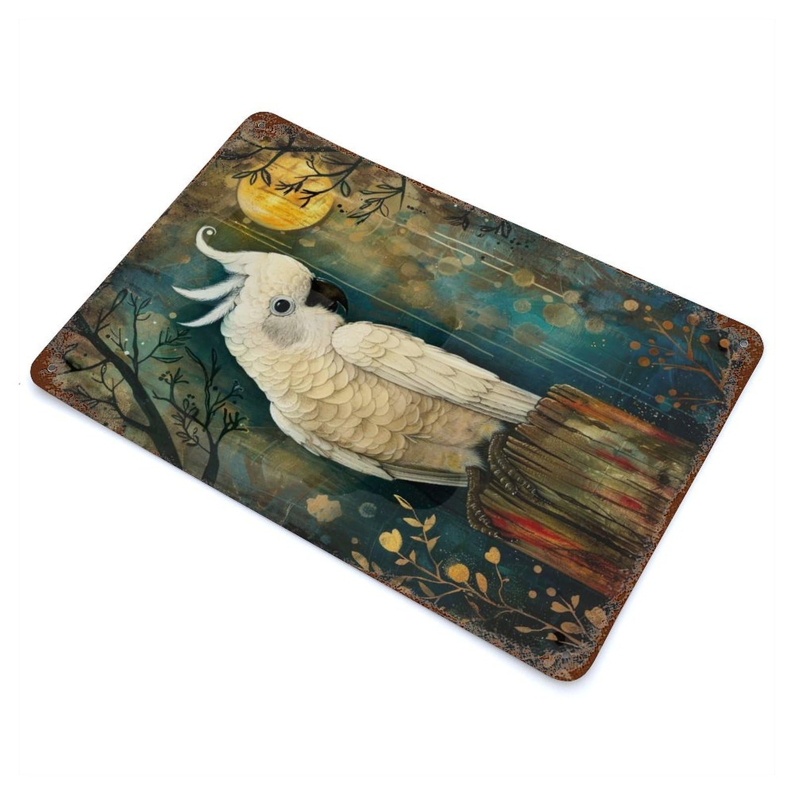 Sulphur Crested Cockatoo Retro Metal Sign 11.8"x7.9", Classic Wall Plaque for Garage, Pub Or Kitchen