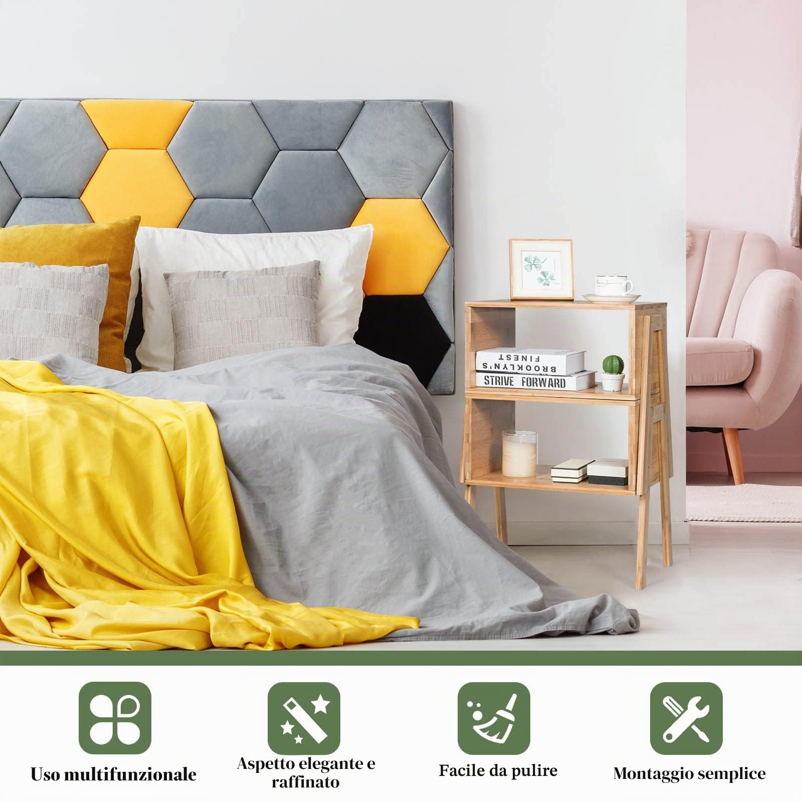 LIFEZEAL Set di 2 Comodini in Legno Massiccio di Bambù, Comò Impilabile, Tavolino Basso Laterale, Design Aperto, Moderno, per Salotto, Soggiorno, Camera da Letto, Peso Max 50 kg, 40x29x42 cm