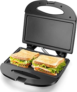 Aigostar Sandwich Maker with Non-stick Deep Grid Surface for Egg, Ham, Steaks Compact Electric Grill Black, Roy