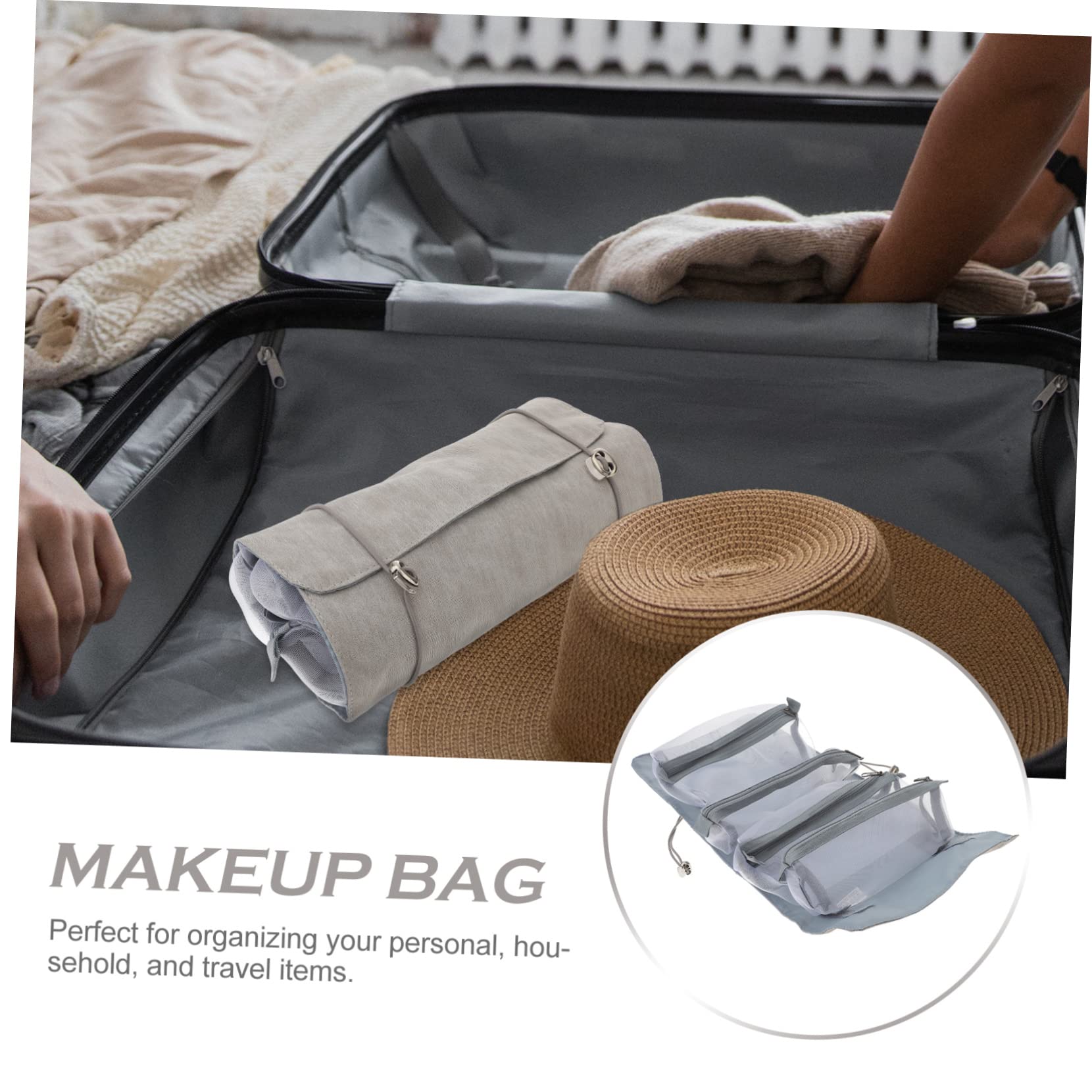 Beaupretty 2piezas Bolsa De Cosméticos Portátil y Plegable Compartimentos Neceser De Maquillaje Colgante para Viajes Gran Capacidad y Diseño Duradero