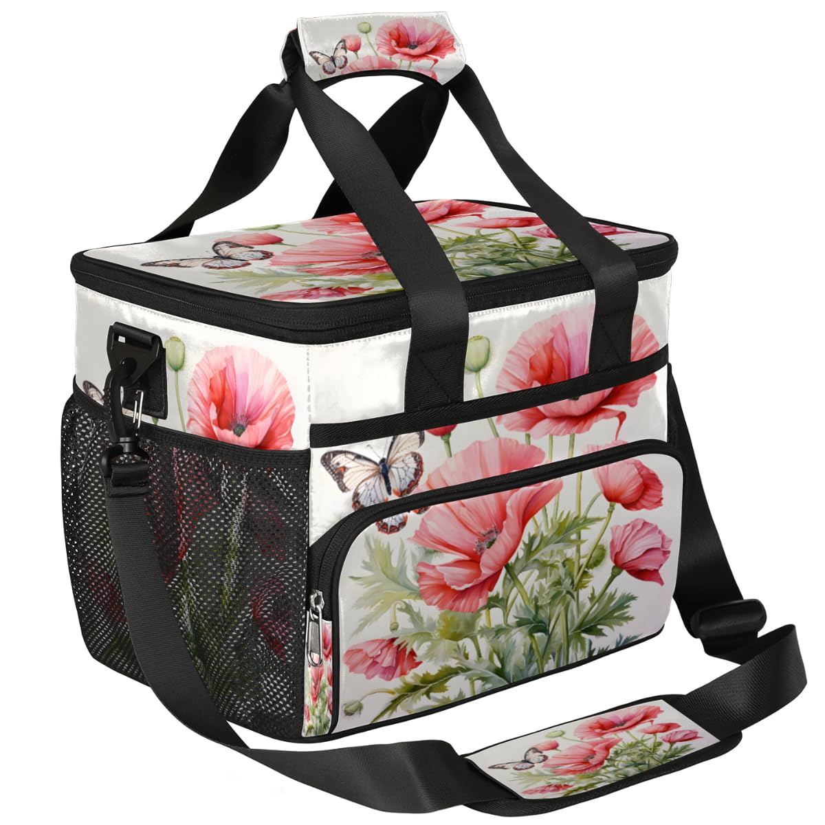 Butterfly Insulated Picnic Backpack Lunch Box for Women Men Picnic Basket Tote Lunch Bag Picnic Bag Portable Lunch Bags for Picnic, Beach, Work, Trip,Office, Camp Floral Flower