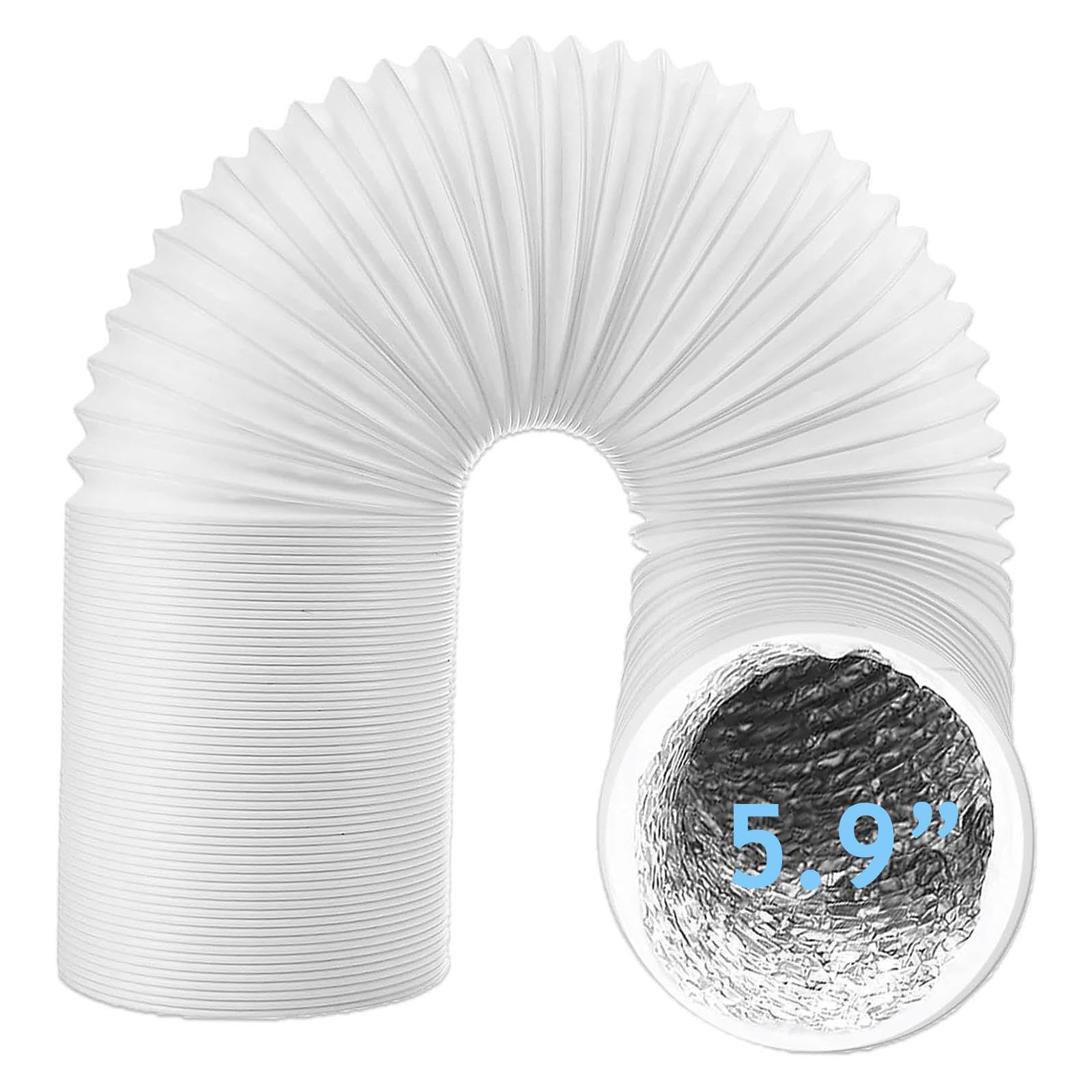 SPARES2GO Air Con Vent Hose PVC Aluminium Foil Insulated for Bush Air Conditioner Duct AC Outlet Pipe (5.9" x 3m)