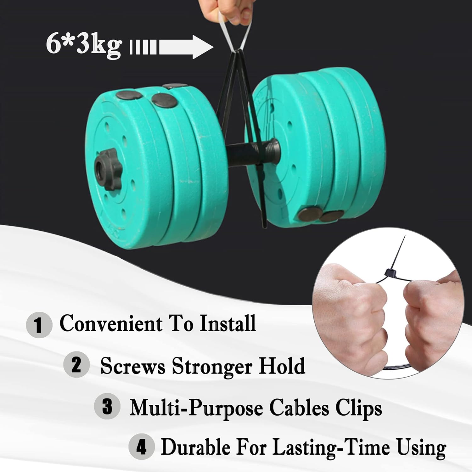 100 Cable Tie Mounts - Saddle Type, Self-Locking Zip Ties (203.2 x 3.3mm) & Deep Thread Pan Head Screws (100 Pieces, BLACK)