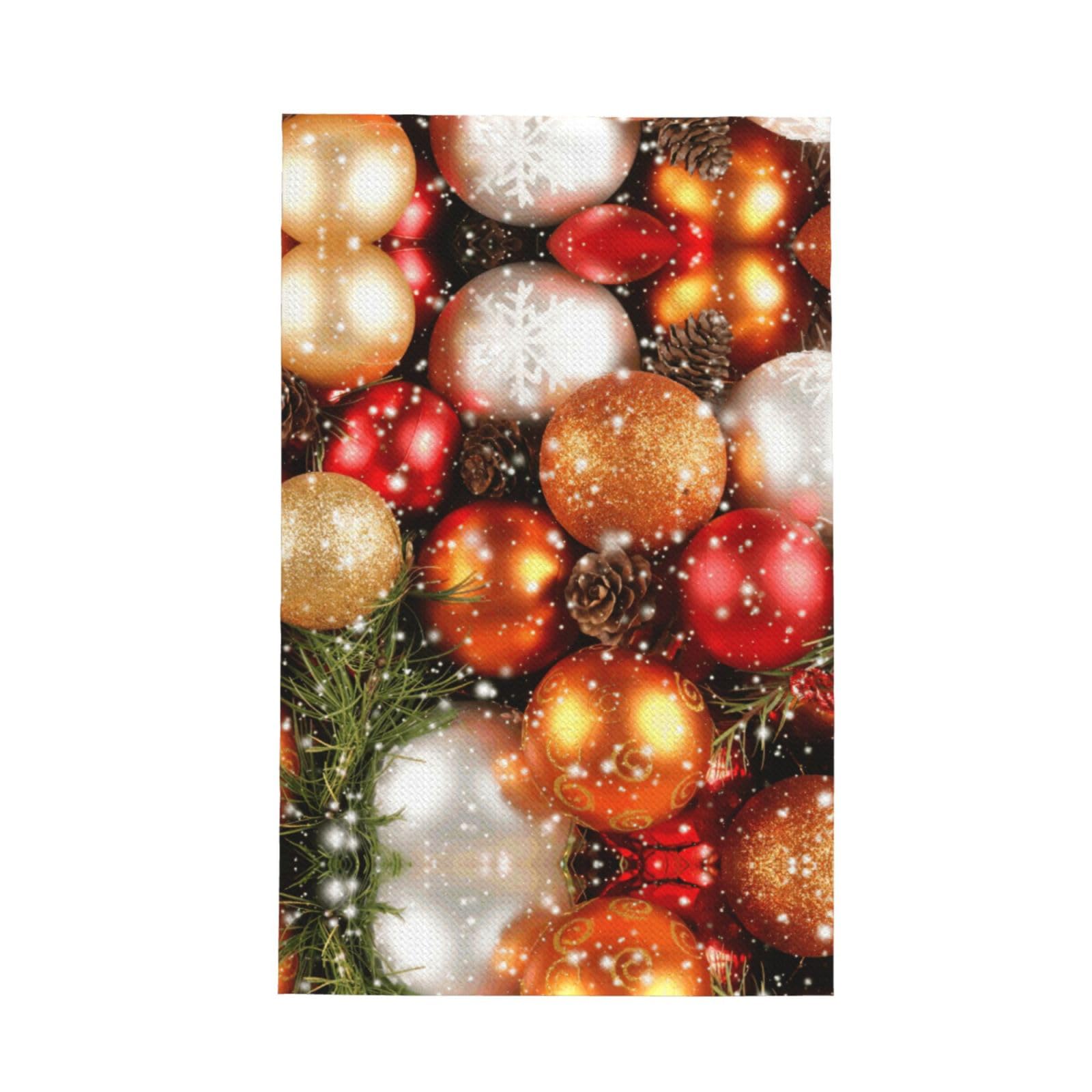Xxahnbm Black Christmas New Year Balls Print Waffle Kitchen Towel,Absorbent Hand Towel