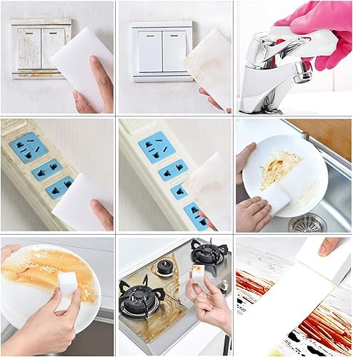 Miniatura 13 de Esponjas de limpieza mágicas, paquete de 100 esponjas de espuma de melamina de primera calidad, esponjas de platos, esponja blanca para limpieza