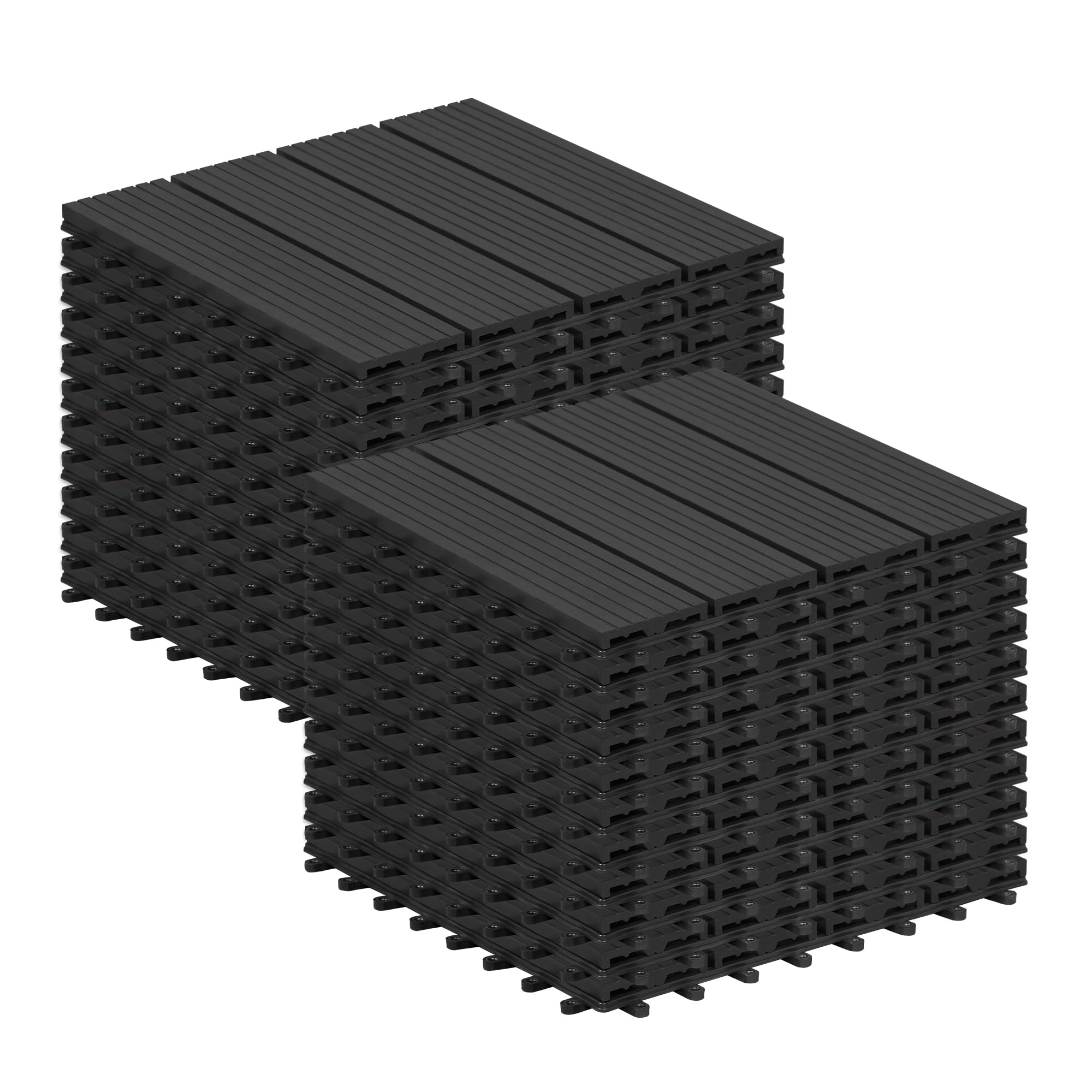 Laneetal 22 Pcs WPC Decking Tiles Anthracite Terrace Decking Wood Plastic Composite Interlocking Flooring Weather Resistant 30 x 30 cm (2 m²)