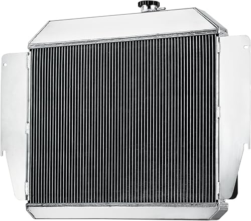 Miniatura 2 de Radiador completo compatible con Ford Van E-150 E-250 E-350 5.0L 5.8L, 4 filas de radiadores de aluminio de 4 filas, radiadores de flujo descendente