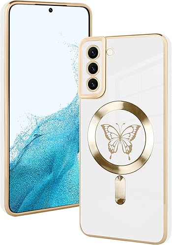 Miniatura 2 de Fiyart Diseñada para Samsung S22, compatible con carga inalámbrica magnética, bonita funda de teléfono con protección de lente de cámara para