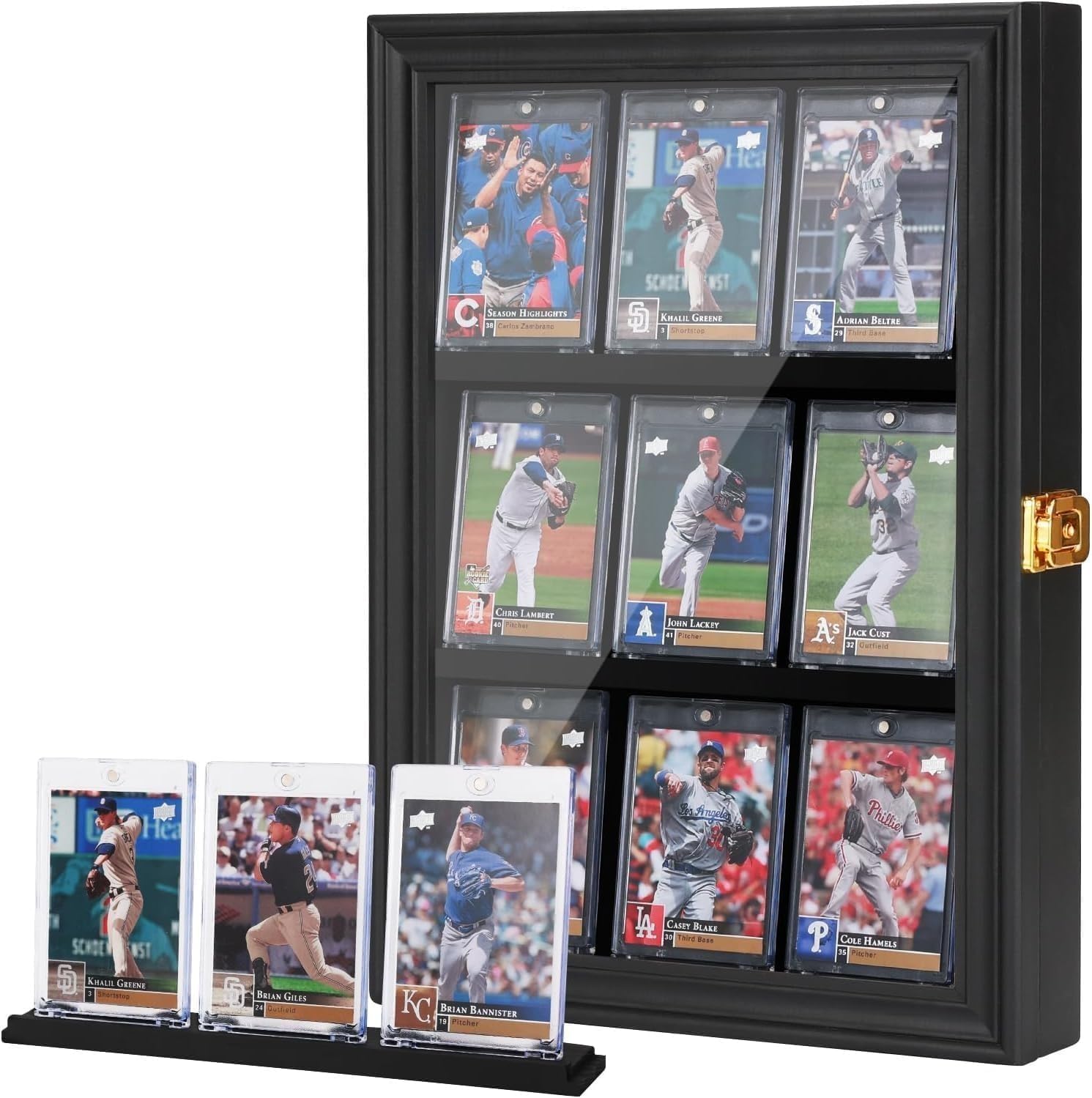 Baseball Card Display Case,Sports Card Display Frame,Sturdy Lockable Acrylic Display Case with 98% UV Protection Clear View for Baseball Basketball Trading Cards