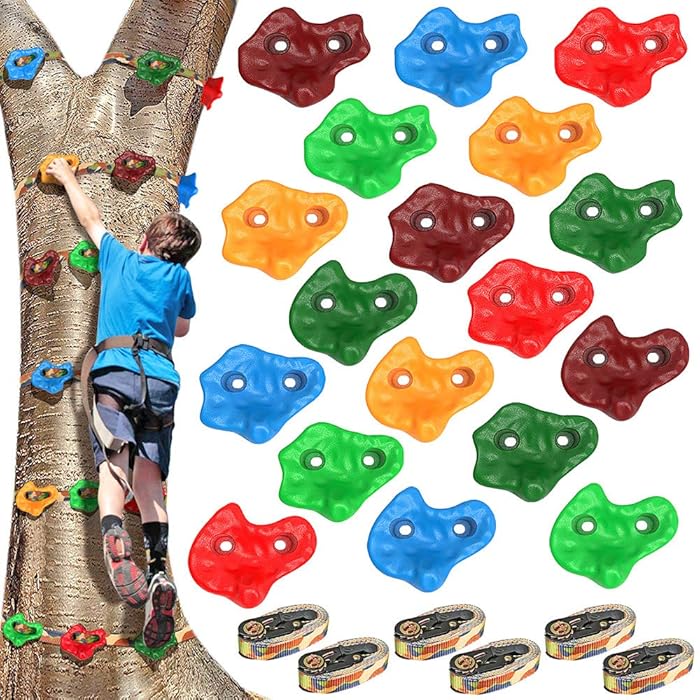 Buy Dolibest 18 Tree Climbing Holds and 6 Ratchet Straps Kids Rock