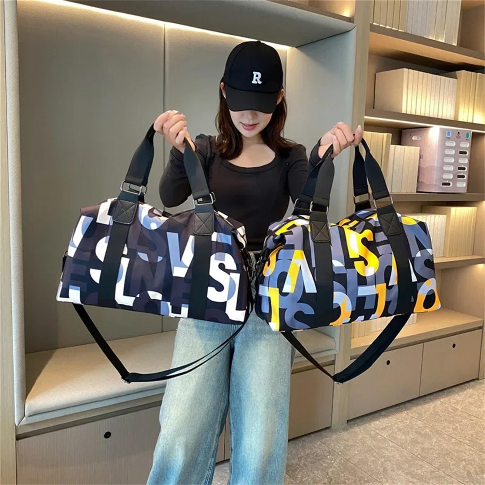 Borsa da Viaggio Portatile da Donna, Leggera, Grande capacità, Borsa Sportiva e Fitness, Borsa Impermeabile in Tessuto Oxford, Borsa da Viaggio per Viaggi o Fitness(06)