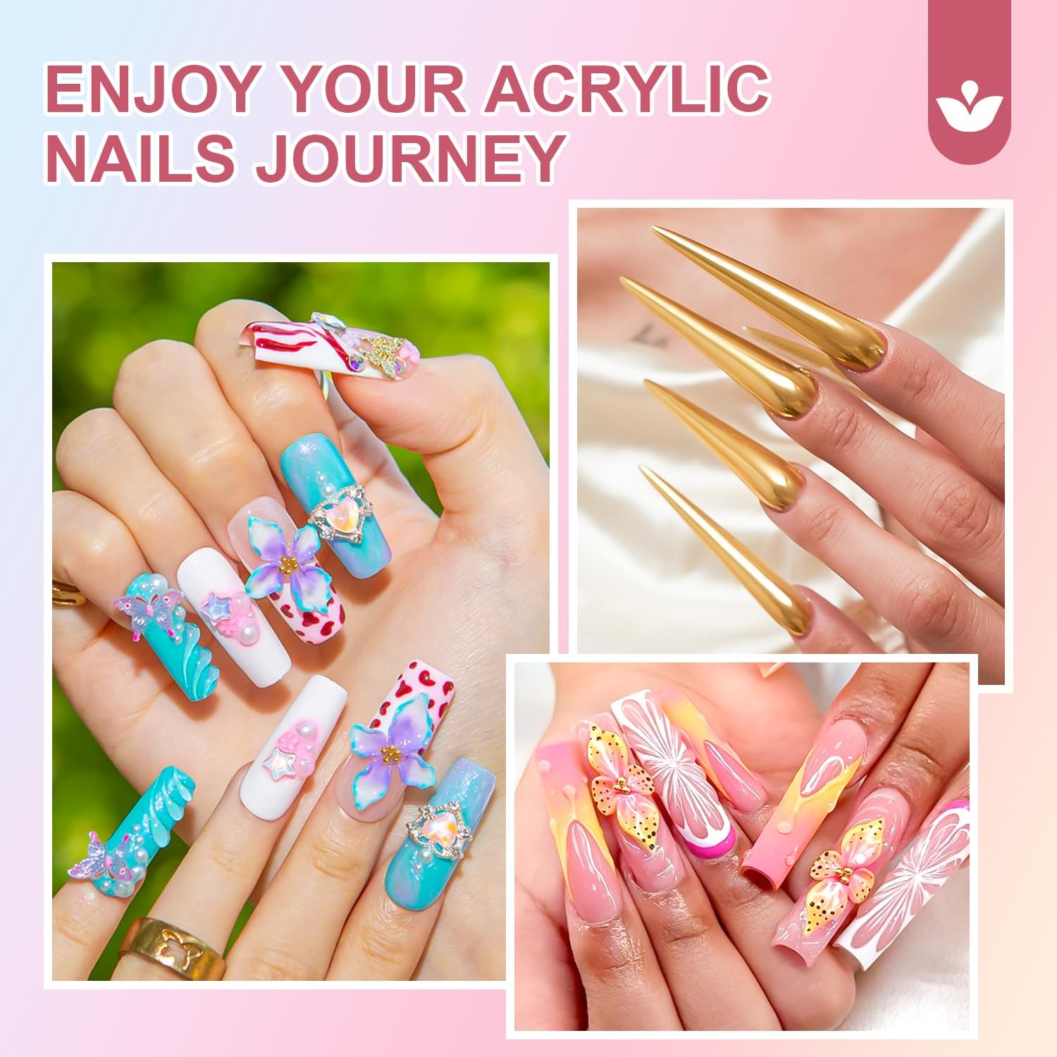 3 Pezzi Set di Pennelli per Unghie in Acrilico, Taglie 8/10/14 Kolinsky Pennello Acrygel Unghie, Professionali Pennelli Nail Art Unghie per Estensione delle Unghie e Intaglio delle Unghie 3D