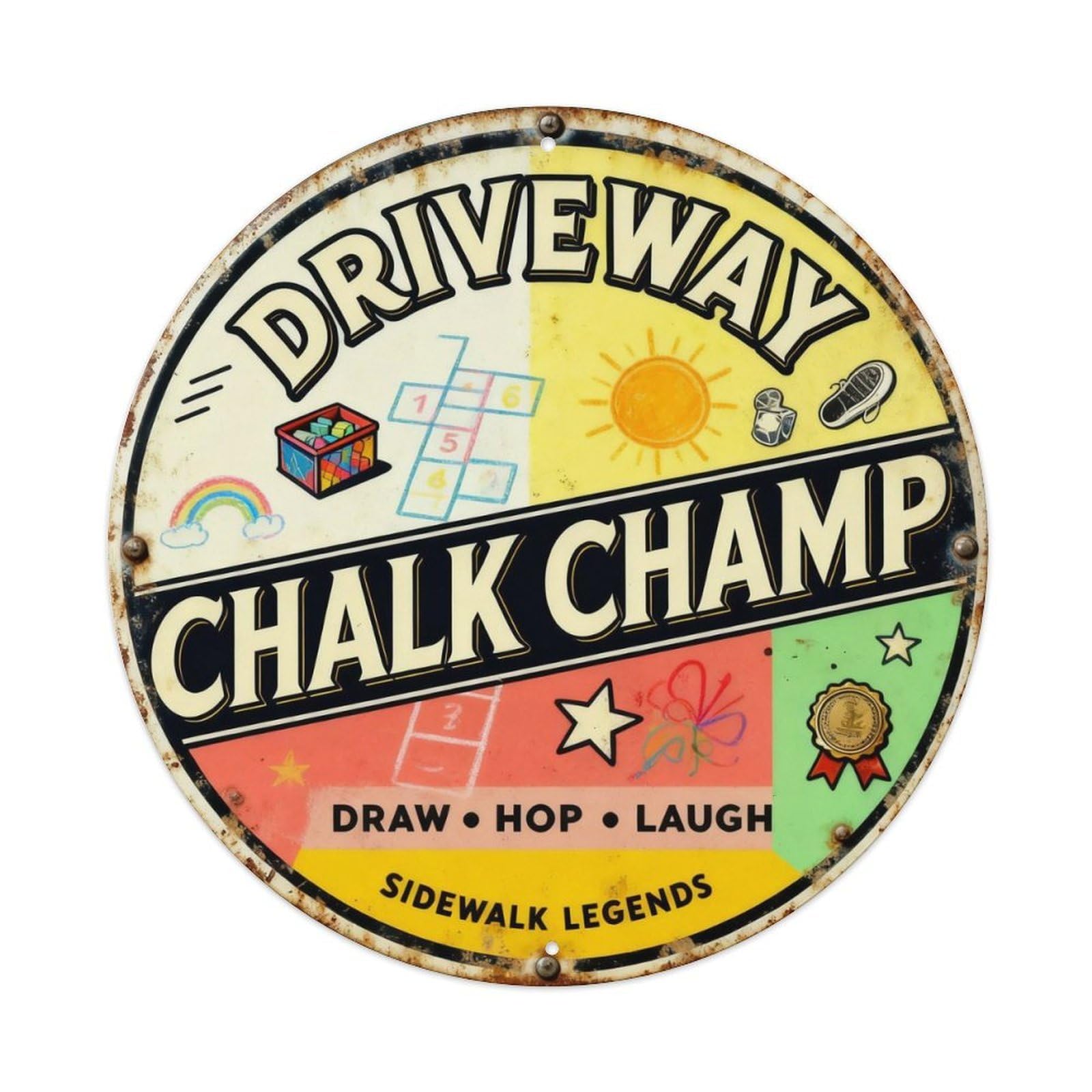 Driveway Chalk Champ Sign Metal Tin Sign Plaque