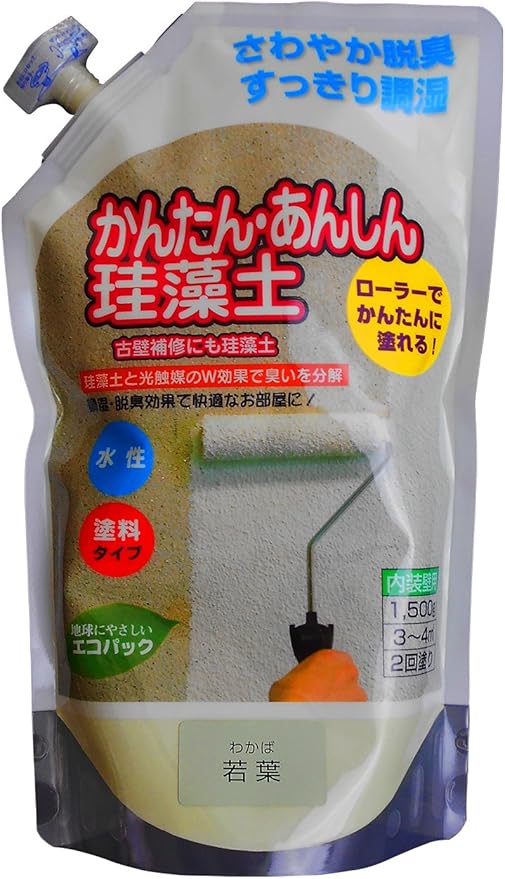 Amazon フジワラ化学 内装調湿性仕上塗材 かんたんあんしん珪藻土 ワカバ 1 5kg ワックス