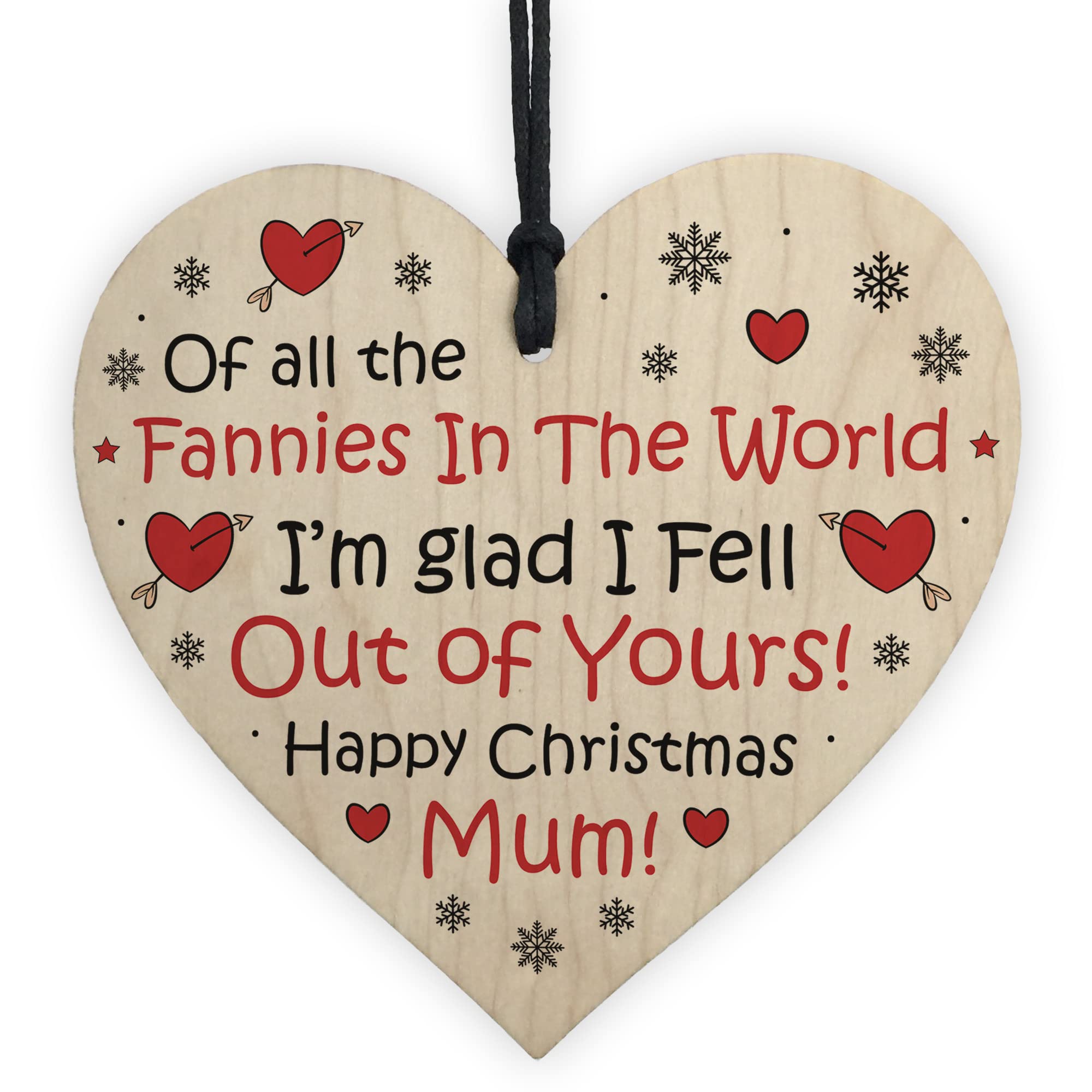 Red Ocean Funny Christmas For Mum Novelty Mum From Daughter Son Hanging Wooden Heart Mum