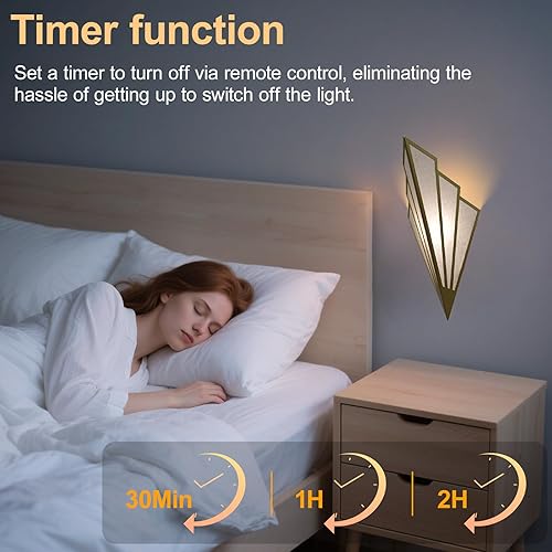 Miniatura 3 de Juego de dos apliques de pared modernos que funcionan con pilas, lámpara de pared simple y creativa Art Deco con control remoto, luz de pared LED