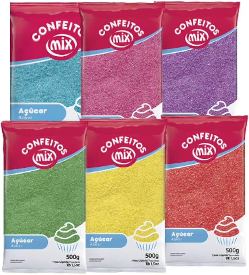 Açúcar Colorido Algodão Doce Bolo Cupcake Docinhos Confeitaria Kit 06 Pacotes