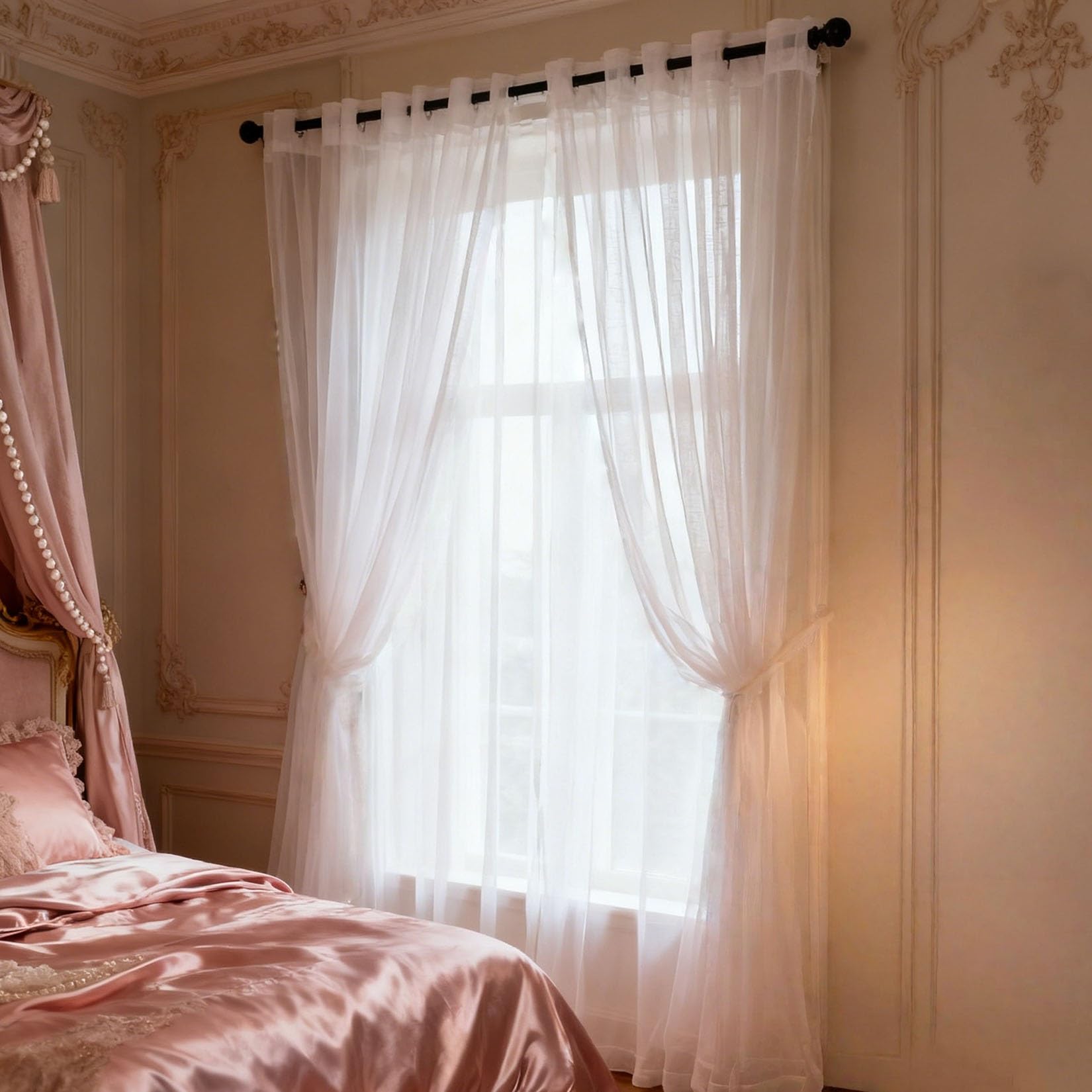 Rideau voile blanc contre le vis-à-vis pour retrouver l'intimité de votre salon et chambre