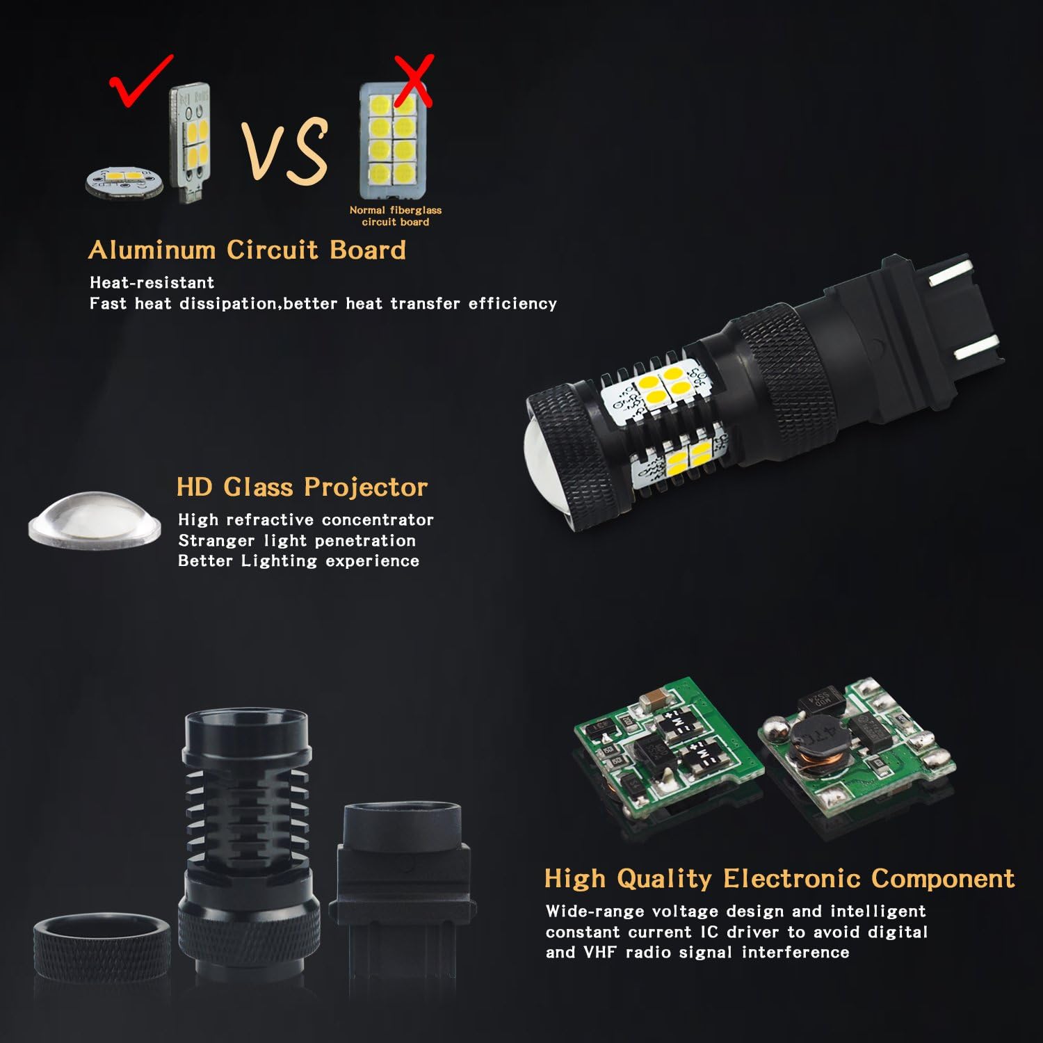 AUXITO Xenon White 3056 3057 3156 3157 4157 3030 Chipset SMD LED Bulbs with Projector for Car Tail Brake Light Backup Reverse Turn Signal Lights (Pack of 2)