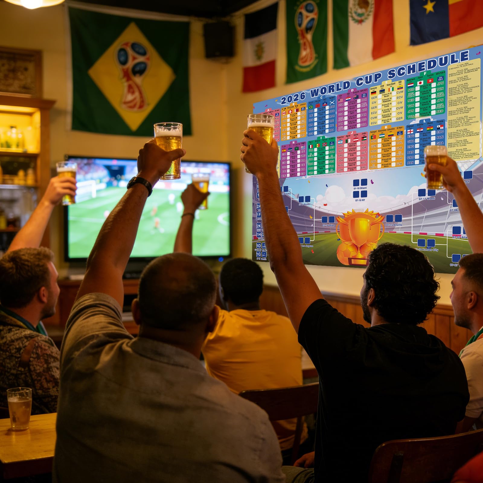 YYSWSAKY Planificación del Mundial 2026, póster del plan de juego del Mundial de fútbol 2026, incluye 48 equipos, grupos, eliminatorias y final, todos los resultados de los partidos, regalos para